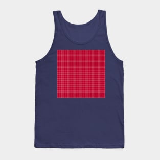 Dark Red White Checkered Plaid Fall Aesthetic Tank Top